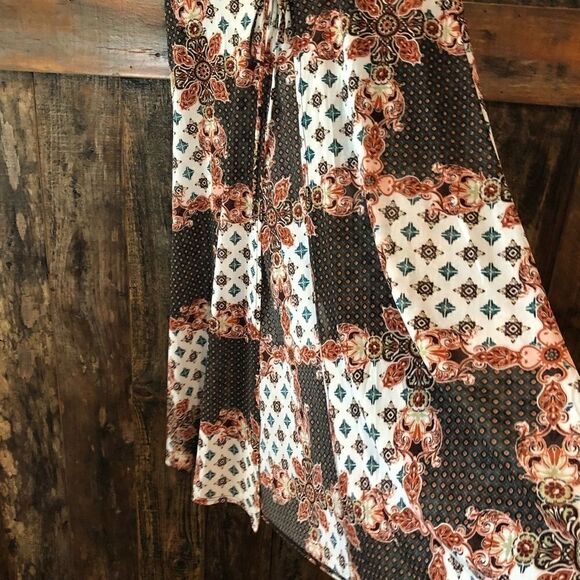 Ember Sz M NWT Black Red Sheer Floral Concert BOHO Front Tie Maxi Duster - Picture 7 of 9